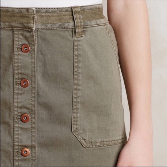 Anthropologie Pilcro Button Cargo Skirt Olive Size 4 - Picture 2 of 6